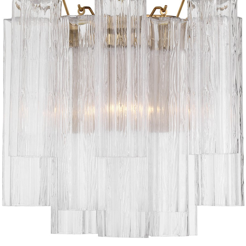 Crystorama Addis 2 Light Sconce, Aged Brass/Tronchi Glass Clear