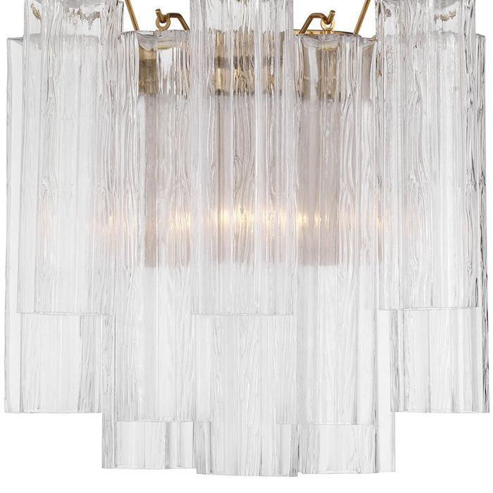 Crystorama Addis 2 Light Sconce, Aged Brass/Tronchi Glass Clear