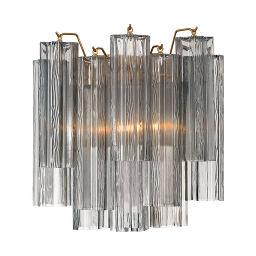 Crystorama Addis 2 Light 15" Sconce, Gray/Brass/Gold/Smoke