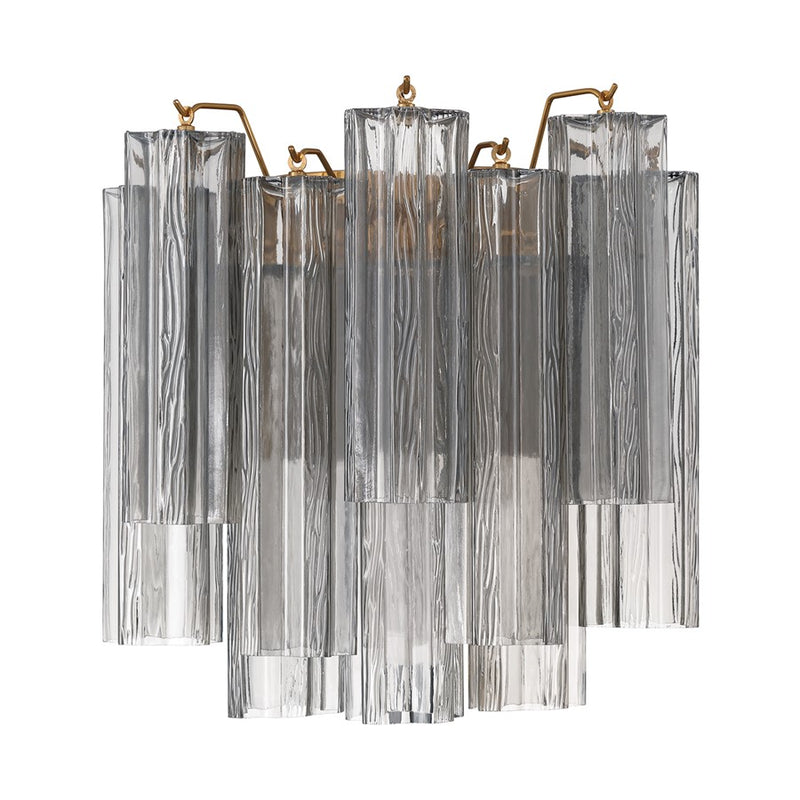 Crystorama Addis 2 Light 15" Sconce, Gray/Brass/Gold/Smoke