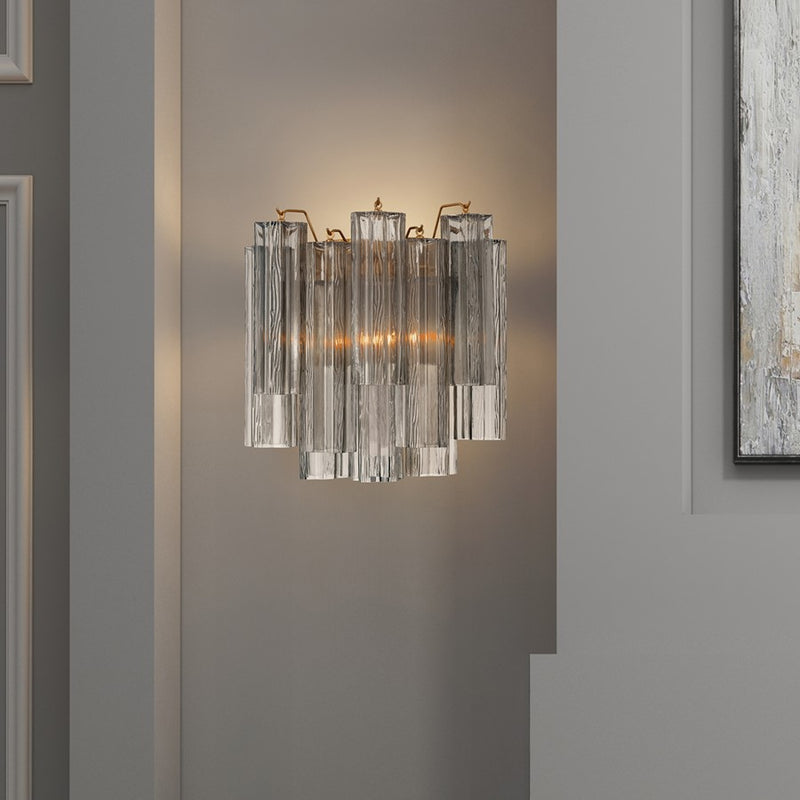 Crystorama Addis 2 Light 15" Sconce, Gray/Brass/Gold/Smoke