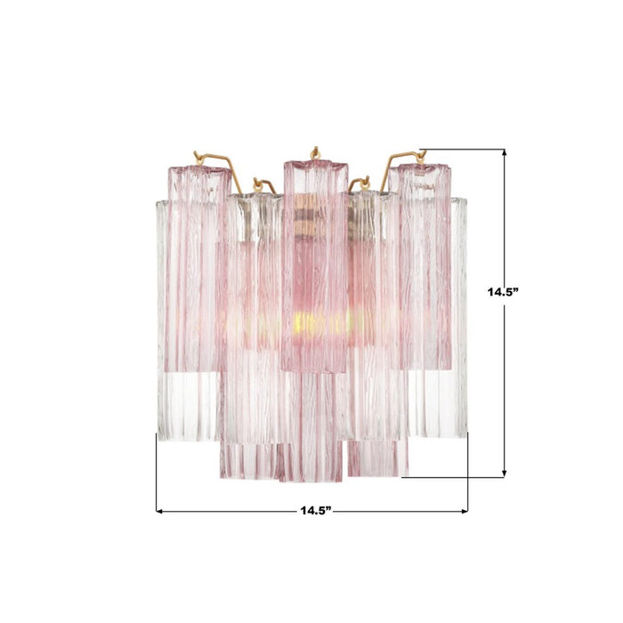 Crystorama Addis 2 Light Sconce, Brass/Gold/Spring