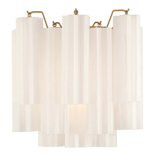 Crystorama Addis 2 Light Sconce, Aged Brass/Tronchi Glass White - ADD-303-AG-WH