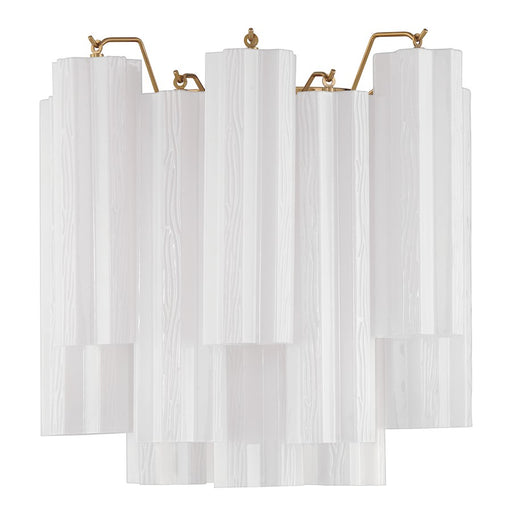 Crystorama Addis 2 Light Sconce, Aged Brass/Tronchi Glass White