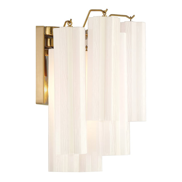 Crystorama Addis 2 Light Sconce, Aged Brass/Tronchi Glass White