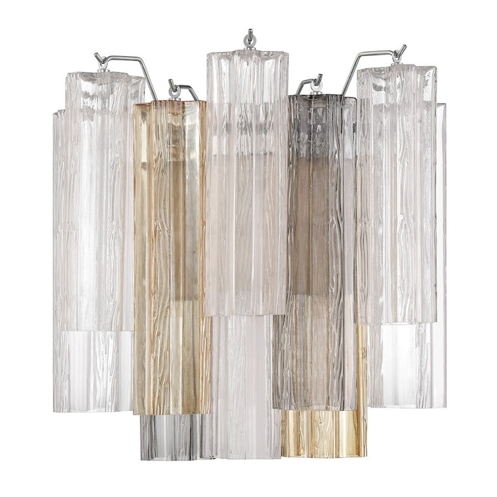 Crystorama Addis 2 Light Sconce, Chrome/Tronchi Glass Autumn