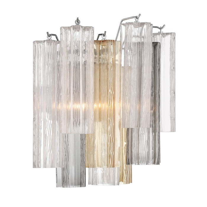 Crystorama Addis 2 Light Sconce, Chrome/Tronchi Glass Autumn