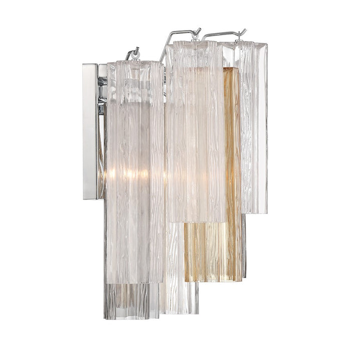 Crystorama Addis 2 Light Sconce, Chrome/Tronchi Glass Autumn
