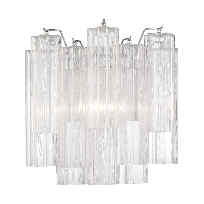 Crystorama Addis 2 Light Sconce, Chrome/Tronchi Glass Clear