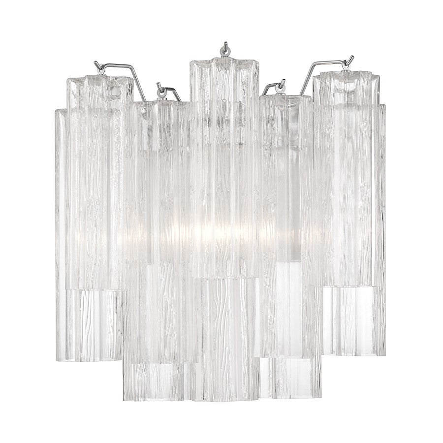 Crystorama Addis 2 Light Sconce, Chrome/Tronchi Glass Clear - ADD-303-CH-CL