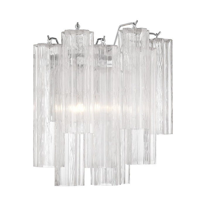 Crystorama Addis 2 Light Sconce, Chrome/Tronchi Glass Clear