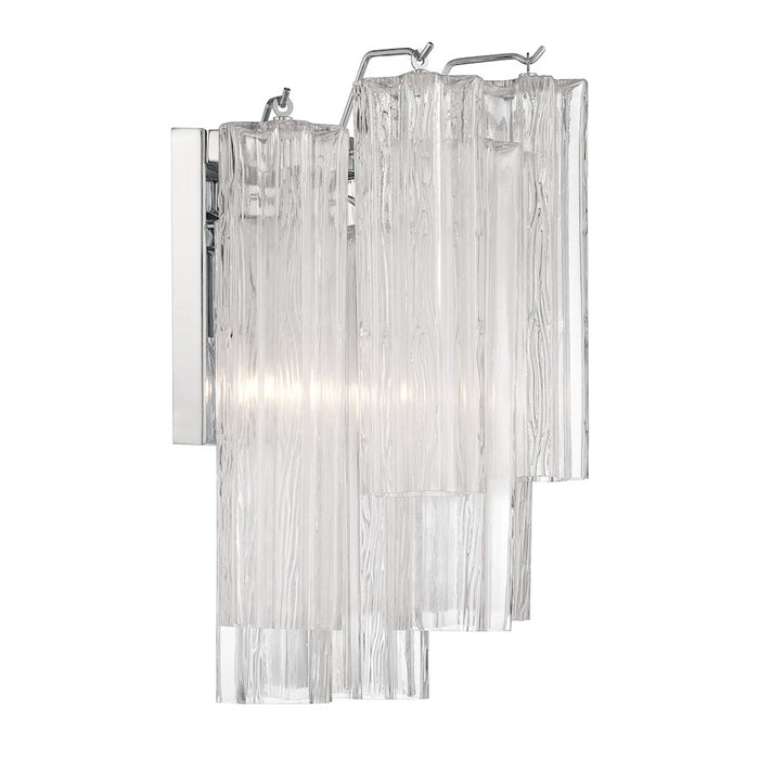 Crystorama Addis 2 Light Sconce, Chrome/Tronchi Glass Clear