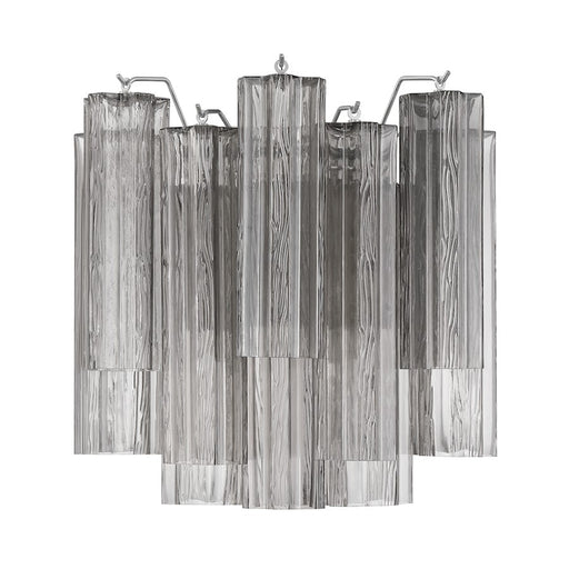 Crystorama Addis 2 Light Sconce, Chrome/Tronchi Glass Smoke