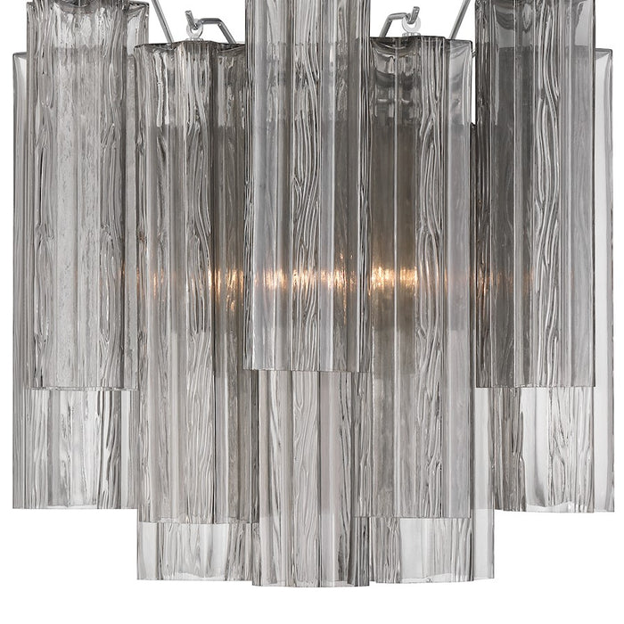 Crystorama Addis 2 Light Sconce, Chrome/Tronchi Glass Smoke