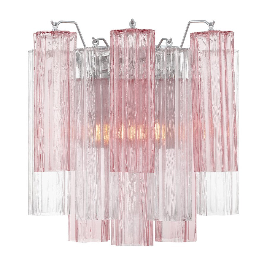 Crystorama Addis 2 Light 15" Sconce, Chrome/Spring