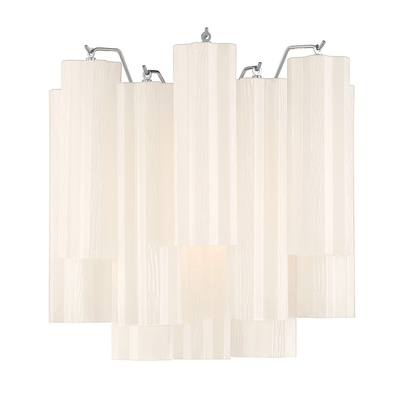 Crystorama Addis 2 Light Sconce, Chrome/Tronchi Glass White
