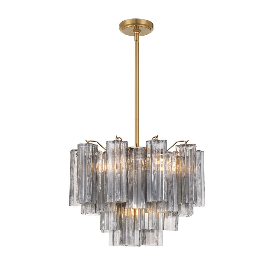 Crystorama Addis 6 Light Chandelier, Gray/Brass/Gold/Smoke