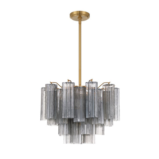 Crystorama Addis 6 Light Chandelier, Gray/Brass/Gold/Smoke