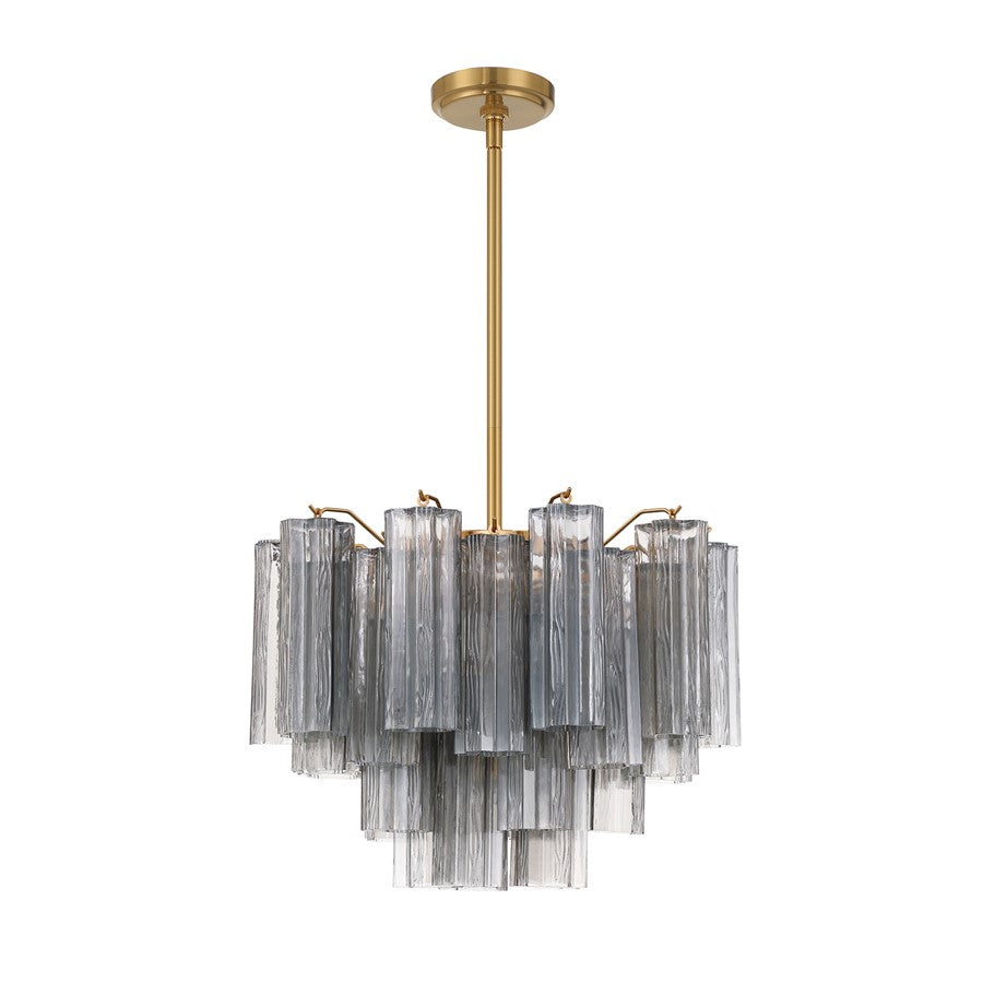 Crystorama Addis 6 Light Chandelier, Gray/Brass/Gold/Smoke