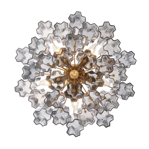 Crystorama Addis 6 Light Chandelier, Gray/Brass/Gold/Smoke