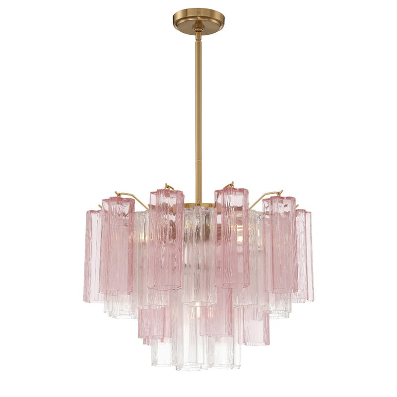 Crystorama Addis 6 Light Chandelier, Brass/Gold/Spring