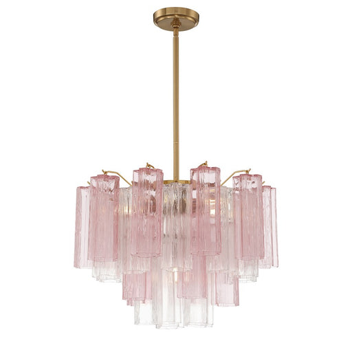 Crystorama Addis 6 Light Chandelier, Brass/Gold/Spring
