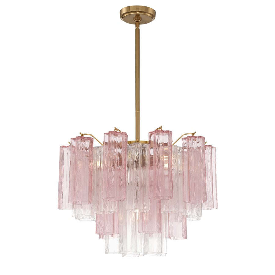 Crystorama Addis 6 Light Chandelier, Brass/Gold/Spring
