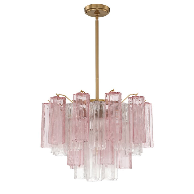 Crystorama Addis 6 Light Chandelier, Brass/Gold/Spring