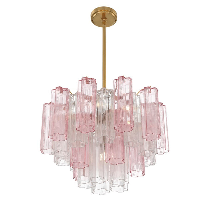 Crystorama Addis 6 Light Chandelier, Brass/Gold/Spring