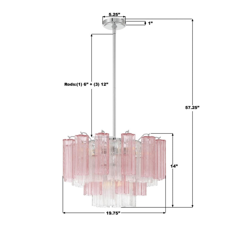 Crystorama Addis 6 Light Chandelier, Chrome/Spring