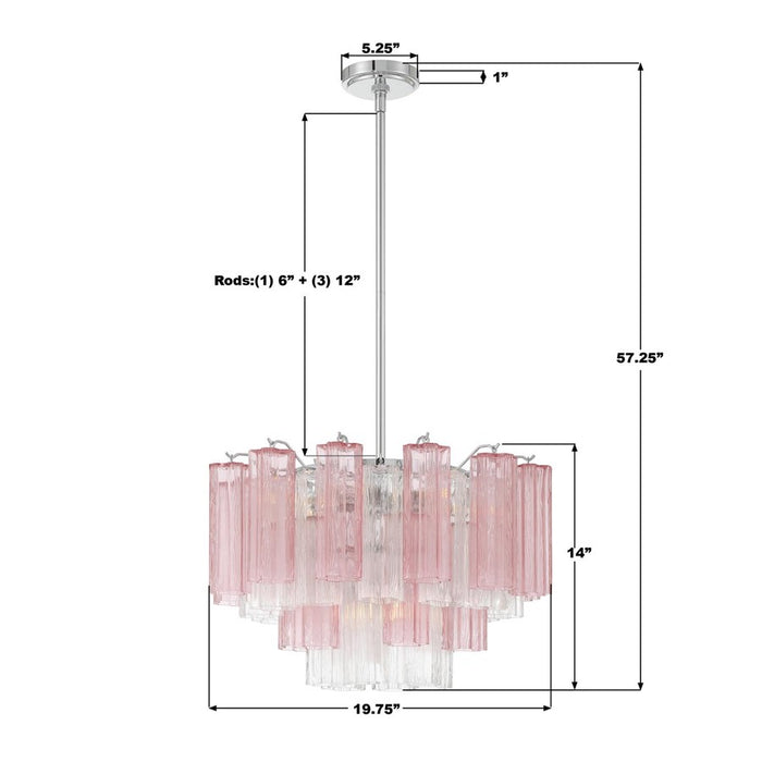 Crystorama Addis 6 Light Chandelier, Chrome/Spring