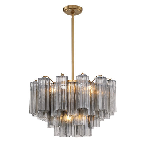 Crystorama Addis 9 Light Chandelier, Gray/Brass/Gold/Smoke