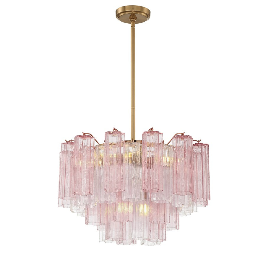 Crystorama Addis 9 Light Chandelier, Brass/Gold/Spring