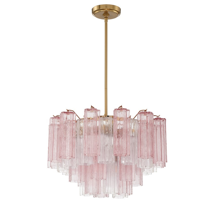Crystorama Addis 9 Light Chandelier, Brass/Gold/Spring