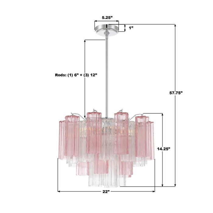 Crystorama Addis 9 Light Chandelier, Chrome/Spring
