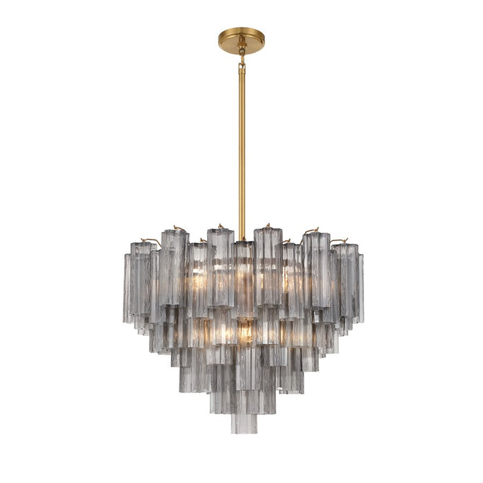 Crystorama Addis 12 Light Chandelier, Gray/Brass/Gold/Smoke - ADD-312-AG-SM
