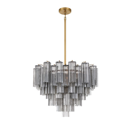 Crystorama Addis 12 Light Chandelier, Gray/Brass/Gold/Smoke