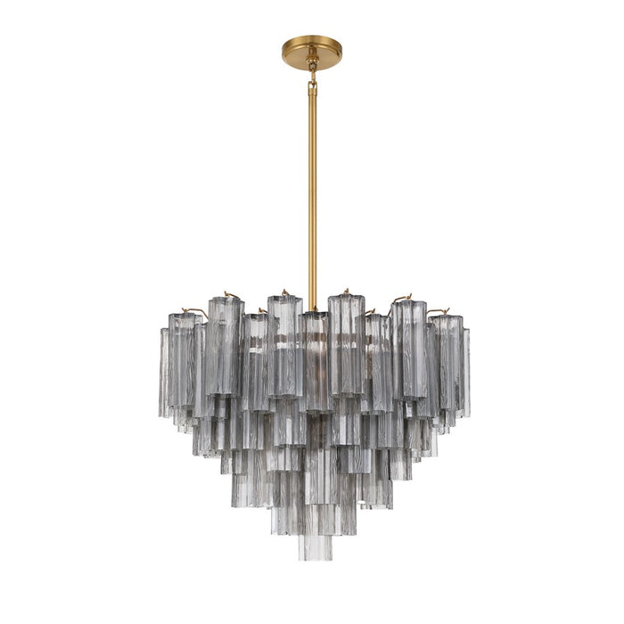 Crystorama Addis 12 Light Chandelier, Gray/Brass/Gold/Smoke
