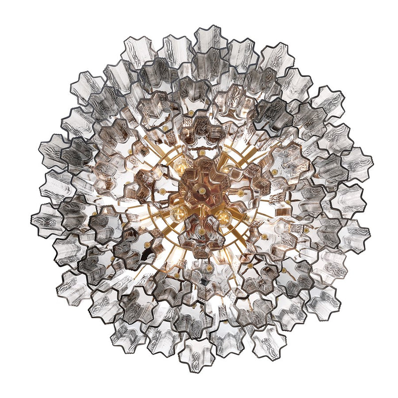 Crystorama Addis 12 Light Chandelier, Gray/Brass/Gold/Smoke