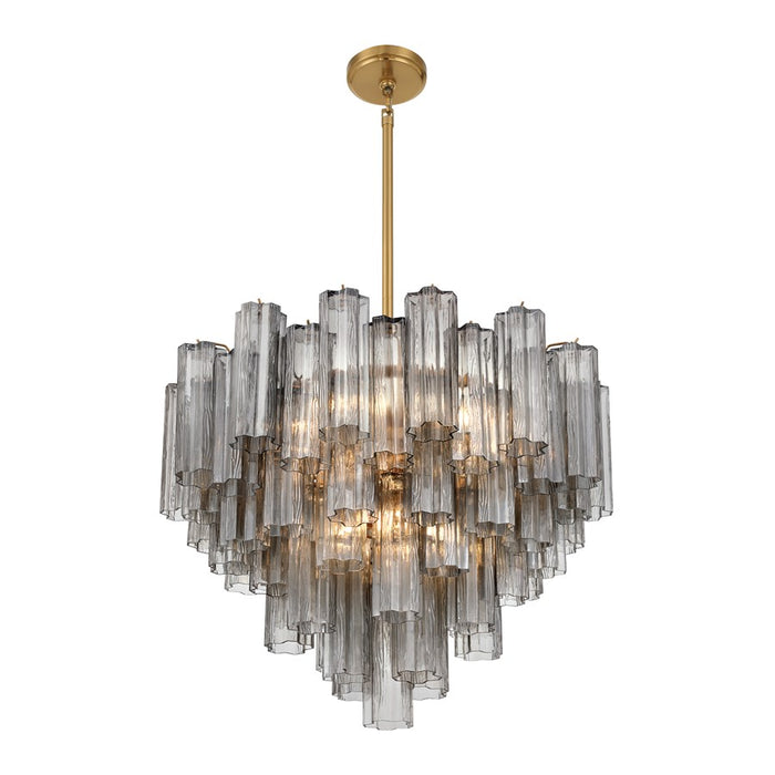 Crystorama Addis 12 Light Chandelier, Gray/Brass/Gold/Smoke