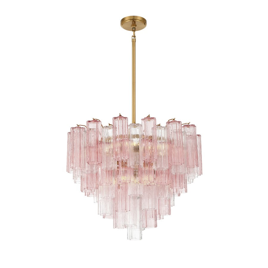 Crystorama Addis 12 Light Chandelier, Brass/Gold/Spring