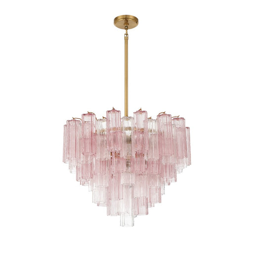 Crystorama Addis 12 Light Chandelier, Brass/Gold/Spring