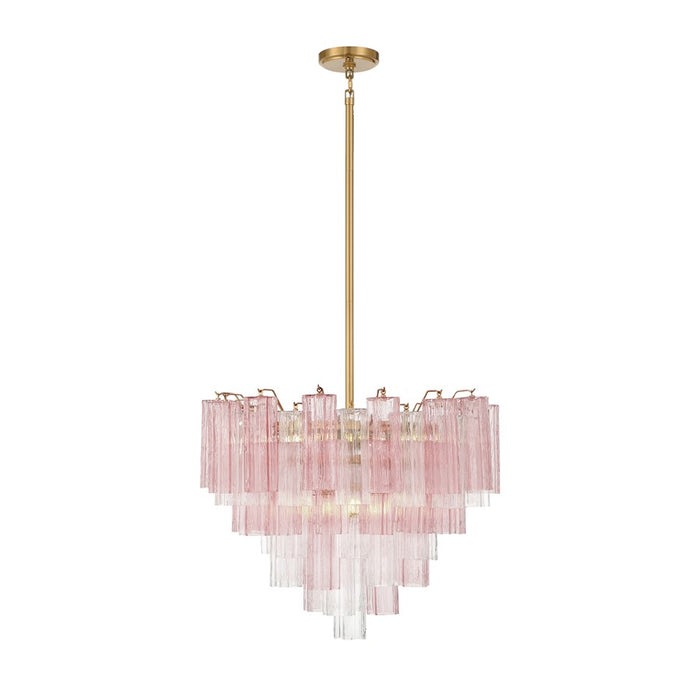 Crystorama Addis 12 Light Chandelier, Brass/Gold/Spring