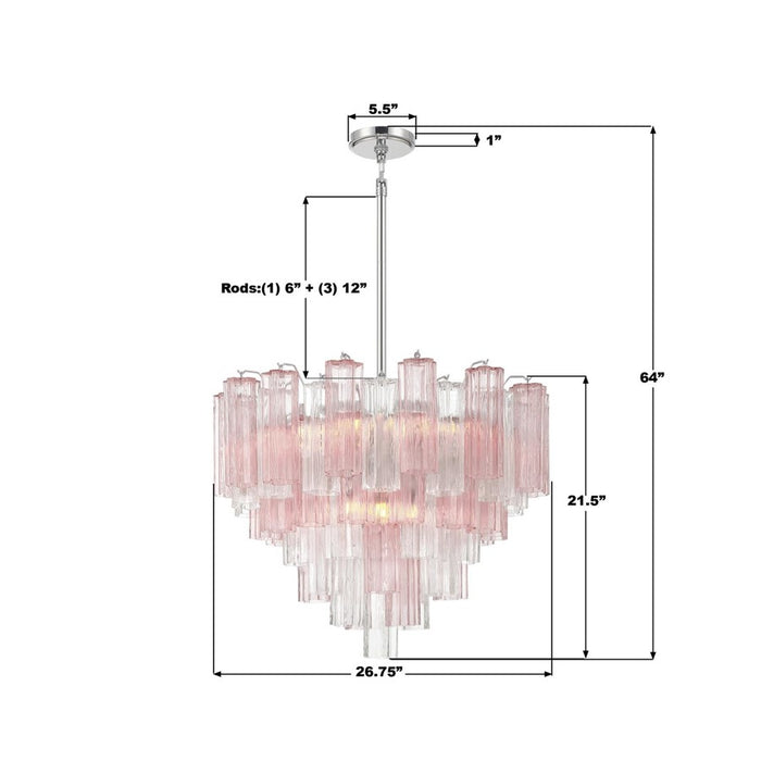 Crystorama Addis 12 Light Chandelier, Chrome/Spring