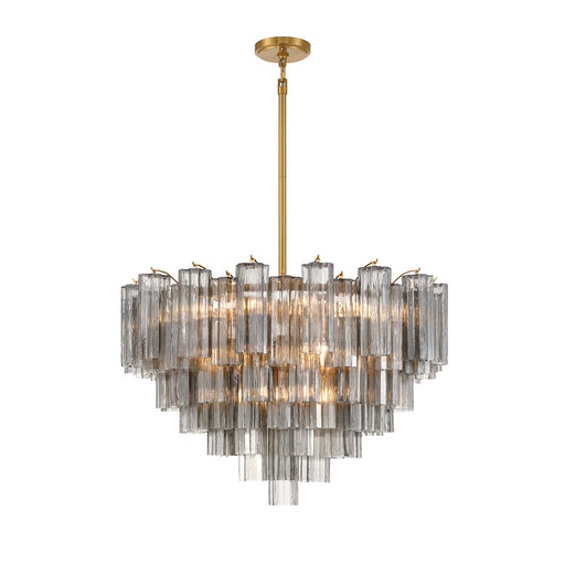Crystorama Addis 16 Light Chandelier, Gray/Brass/Gold/Smoke