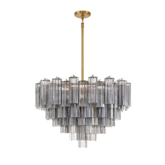 Crystorama Addis 16 Light Chandelier, Gray/Brass/Gold/Smoke