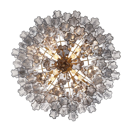 Crystorama Addis 16 Light Chandelier, Gray/Brass/Gold/Smoke