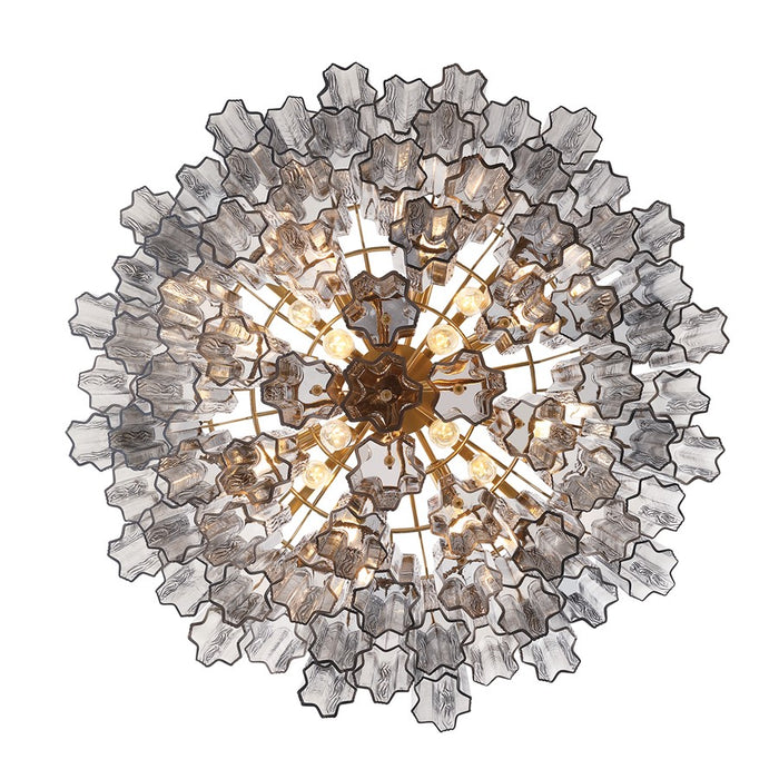 Crystorama Addis 16 Light Chandelier, Gray/Brass/Gold/Smoke