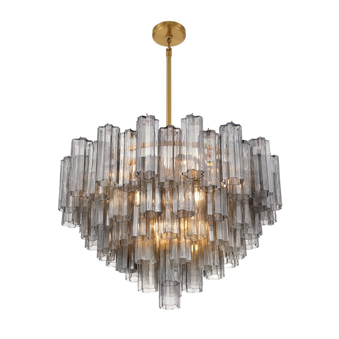 Crystorama Addis 16 Light Chandelier, Gray/Brass/Gold/Smoke