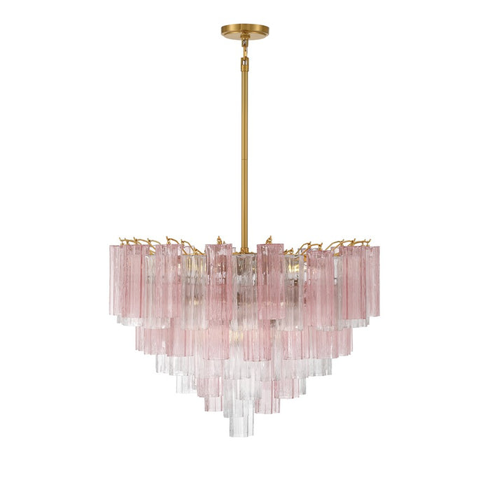 Crystorama Addis 16 Light Chandelier, Brass/Gold/Spring